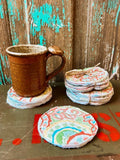 Set of 4 Upcycled Quilt Mug Rugs: "Paisley"