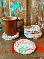 Set of 4 Upcycled Quilt Mug Rugs: "Paisley"