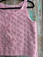 Upcycled "Pink Chenille" Vintage Pillowcase Tank: Women's Small