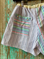 Upcycled "Party Stripes" Shorts with Pocket: Women's Small