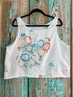 Upcycled "Floral Paradise" Tablecloth and Pillowcase Tank: Women's Large