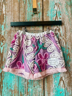 Upcycled "Purple Power" Vintage Chenille Bedspread Shorts with Pocket: Child's 3T/4T