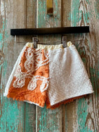 Upcycled "Orange Cream" Vintage Chenille Bedspread Shorts: Child's 12-18 months