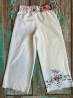 Upcycled "Rose" Vintage Embroidered Pillowcase Pants: Child's Medium