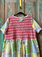 Upcycled "April Showers" Vintage Floral Sheet & Bedspread Dress: Women's Large