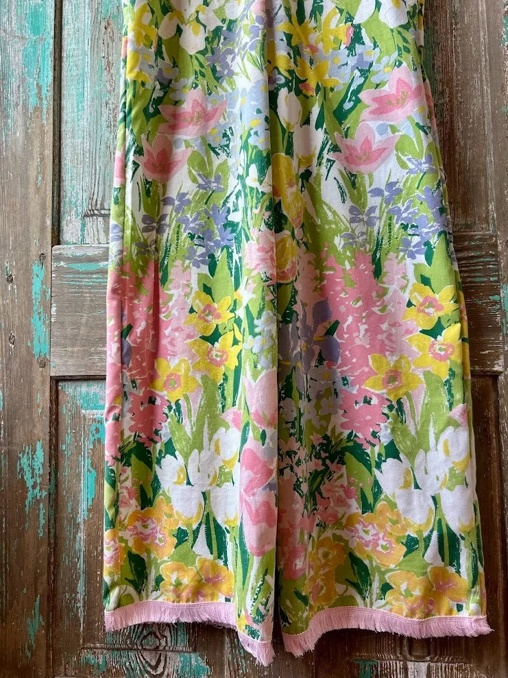 Upcycled "April Showers" Vintage Floral Coverlet Overalls with Pockets: Women's Small