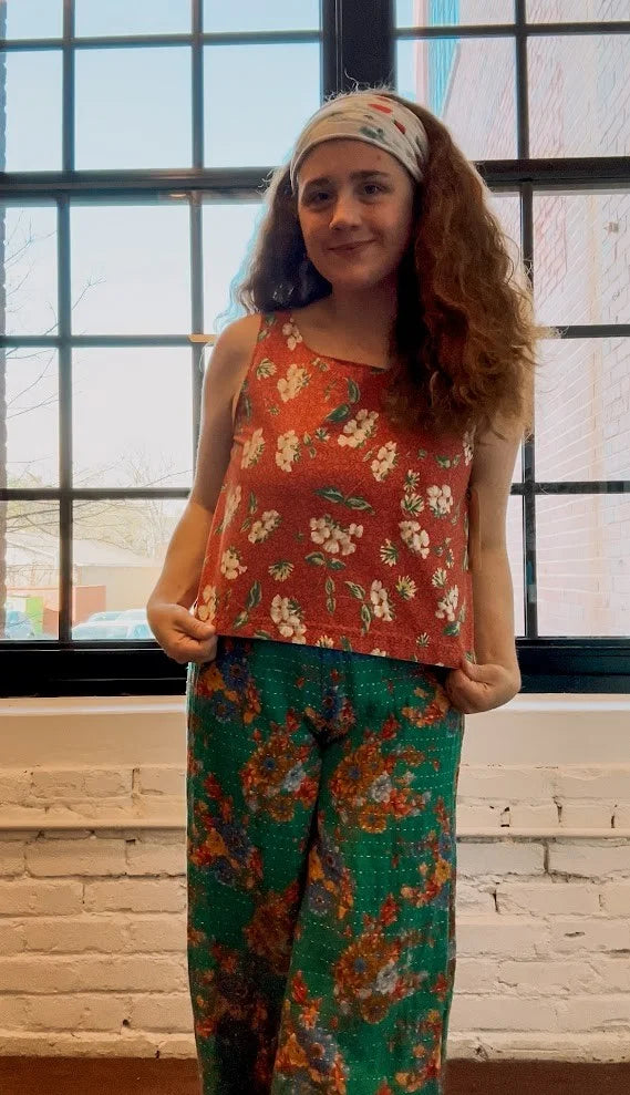 Upcycled "Strawberry Fields" Vintage Tablecloth Tank: Women's Large