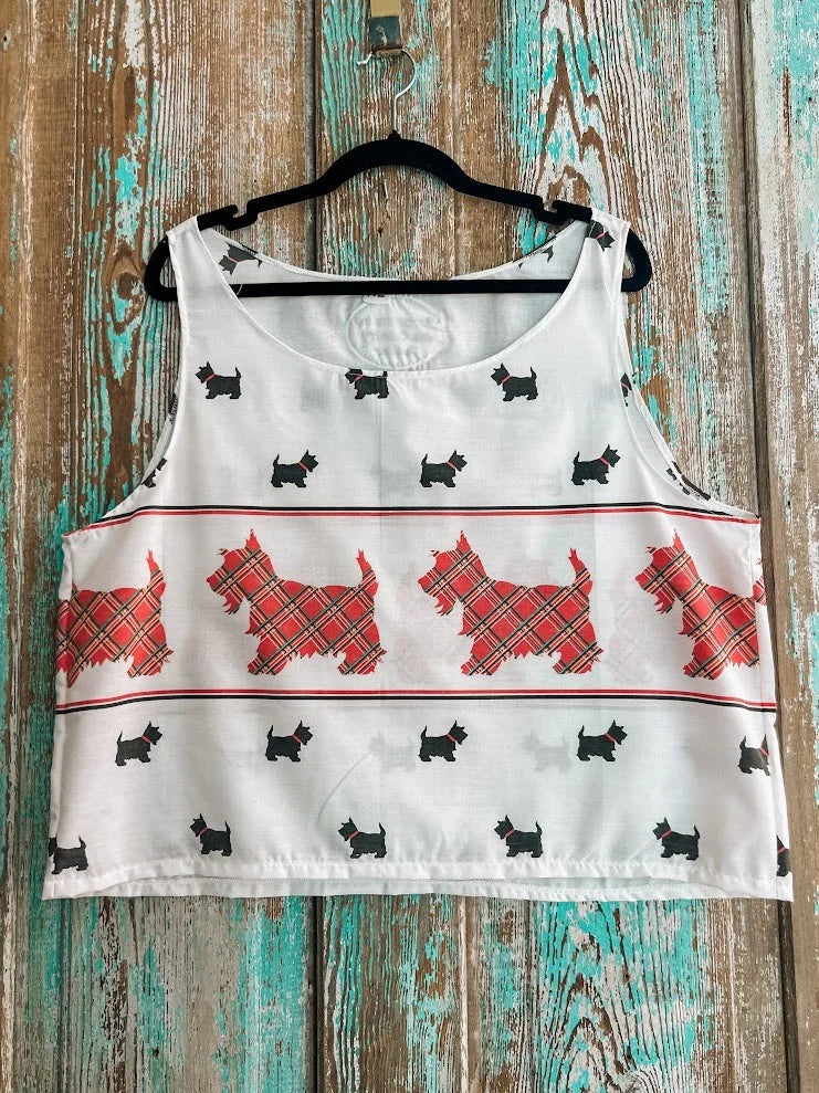 Upcycled "Scotty" Vintage Pillowcase Tank: Women's XL