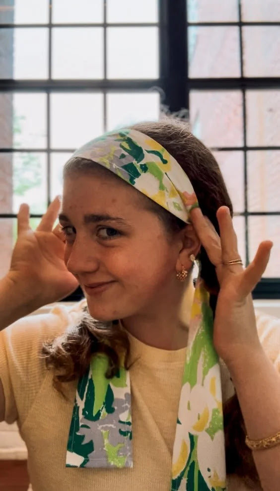 Upcycled "April Showers" Vintage Floral Coverlet Head Scarf