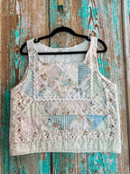 Upcycled "Cottage Flowers" Vintage Quilted Pillowcase Tank: Women's Medium