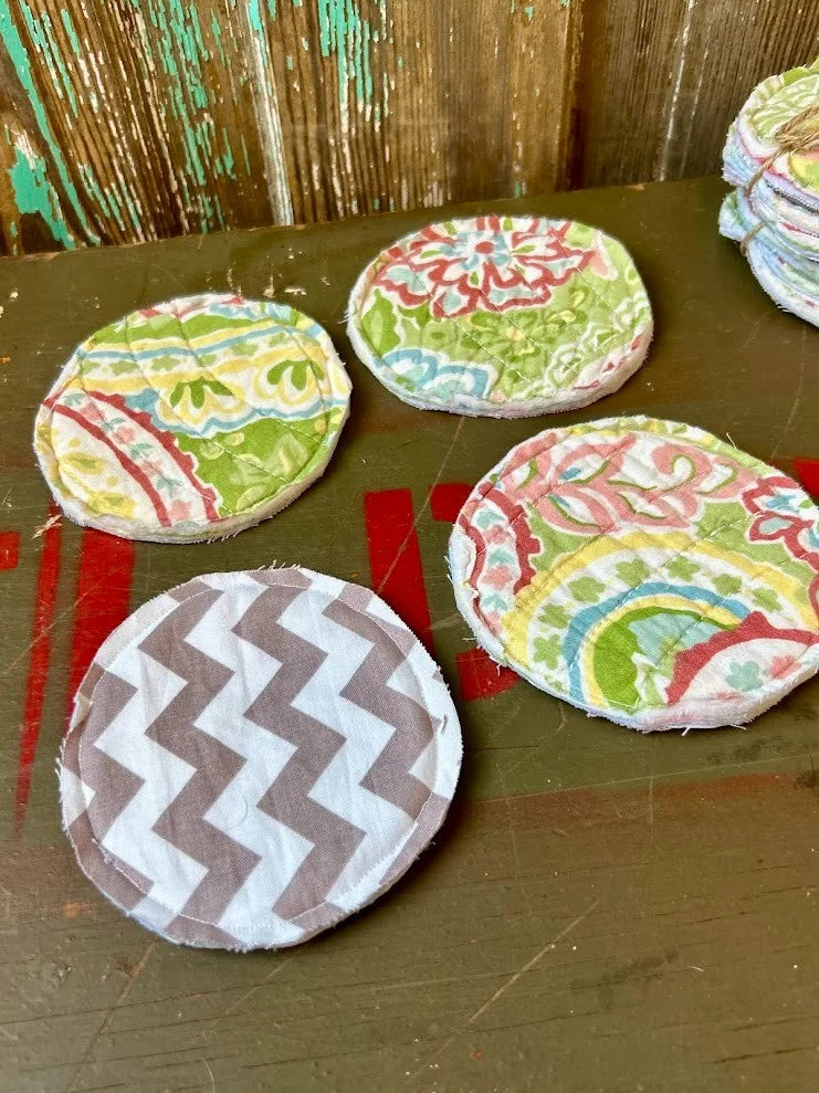 Set of 4 Upcycled Quilt Mug Rugs: "Paisley"