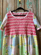 Upcycled "April Showers" Vintage Floral Sheet & Bedspread Dress: Women's Medium