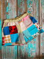 Upcycled "Crazy Patchwork" Vintage Quilt Shorts with Pockets: Women's XL