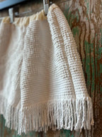 Upcycled "White Spring" Vintage Chenille Bedspread Pants with Tassels: Child's 12-18 months