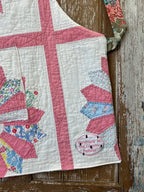 Upcycled "Madeline" Vintage Pink Dresden Plate Quilt Apron: Kids