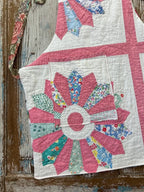 Upcycled "Madeline" Vintage Pink Dresden Plate Quilt Apron: Kids