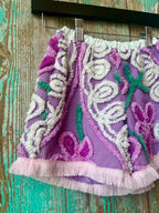 Upcycled "Purple Power" Vintage Chenille Bedspread Shorts with Pocket: Child's 3T/4T