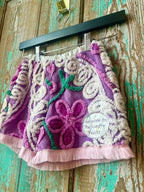 Upcycled "Purple Power" Vintage Chenille Bedspread Shorts with Pocket: Child's 3T/4T