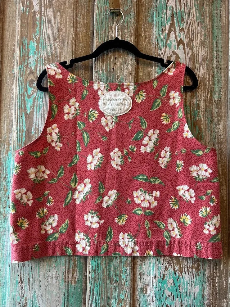 Upcycled "Strawberry Fields" Vintage Tablecloth Tank: Women's Large