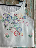 Upcycled "Floral Paradise" Tablecloth & Pillowcase Tank: Women's XL