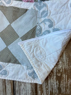 Upcycled "Juniper" Vintage Blue and White Quilt Apron: Adult Half-Apron