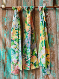 Upcycled "April Showers" Vintage Floral Coverlet Head Scarf