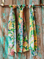 Upcycled "April Showers" Vintage Floral Coverlet Head Scarf