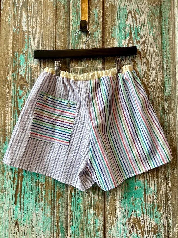 Upcycled "Party Stripes" Shorts with Pocket: Women's Small
