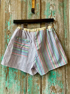 Upcycled "Party Stripes" Shorts with Pocket: Women's Small