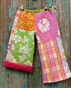 Upcycled "Pink Paradise" Vintage Quilt Pants: Child's 3T/4T