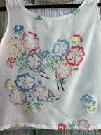 Upcycled "Floral Paradise" Tablecloth and Pillowcase Tank: Women's Large
