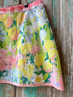 Upcycled "April Showers" Vintage Floral Coverlet Wrap Skirt: Women's Large