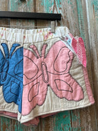 Upcycled "Butterfly" Vintage Quilt Shorts with Pockets: Women's Medium