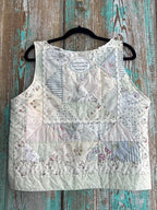 Upcycled "Cottage Flowers" Vintage Quilted Pillowcase Tank: Women's Medium