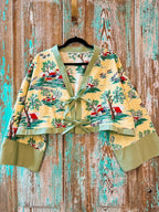 Upcycled Vintage "Country Home" Cropped Tie-Front Jacket: Women's Large