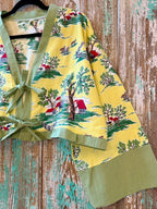 Upcycled Vintage "Country Home" Cropped Tie-Front Jacket: Women's Large