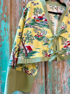 Upcycled Vintage "Country Home" Cropped Tie-Front Jacket: Women's Large
