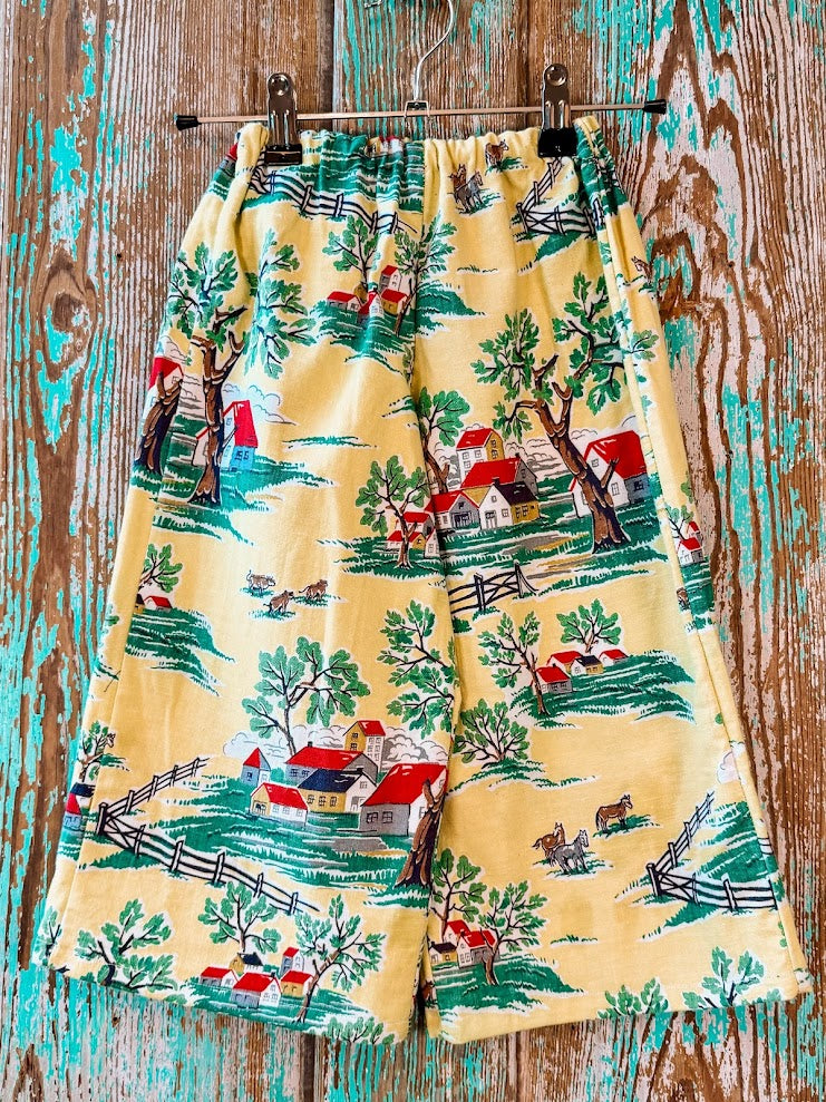 Upcycled "Country Home" Vintage Cotton Pants with Pockets: Child's 2T