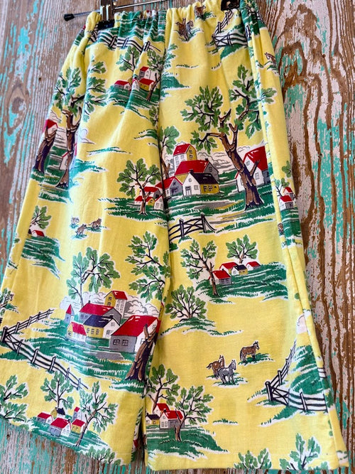 Upcycled "Country Home" Vintage Cotton Pants with Pockets: Child's 2T