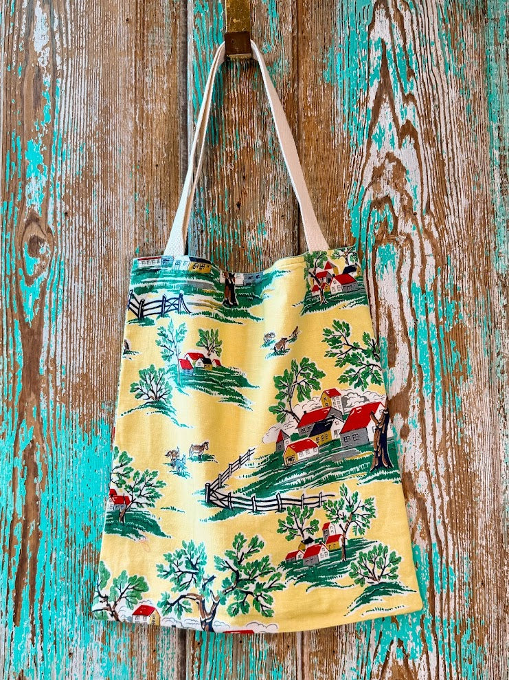 Upcycled "Country Home" Vintage Cotton Tote