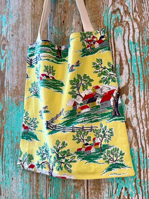 Upcycled "Country Home" Vintage Cotton Tote