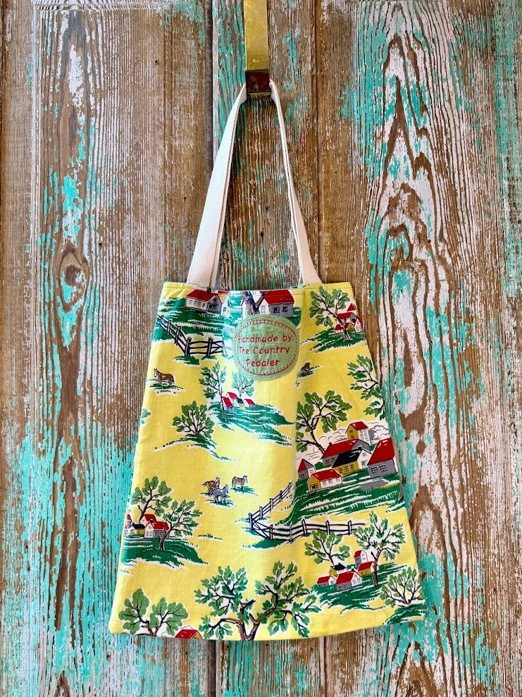 Upcycled "Country Home" Vintage Cotton Tote