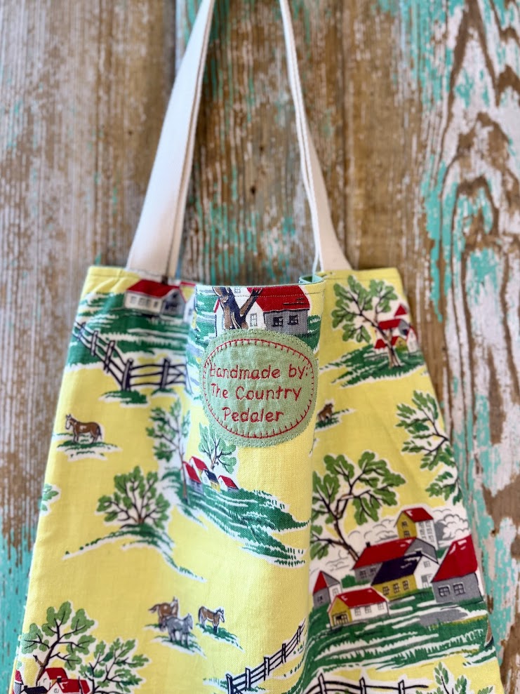 Upcycled "Country Home" Vintage Cotton Tote