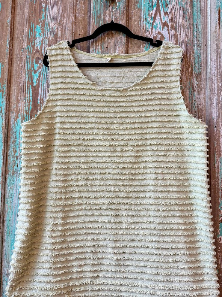 Upcycled "Fields of Green" Vintage Chenille Tank Dress: Women's Medium