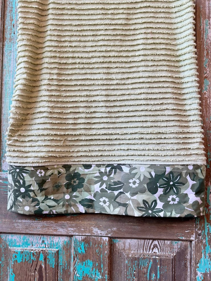 Upcycled "Fields of Green" Vintage Chenille Tank Dress: Women's Medium