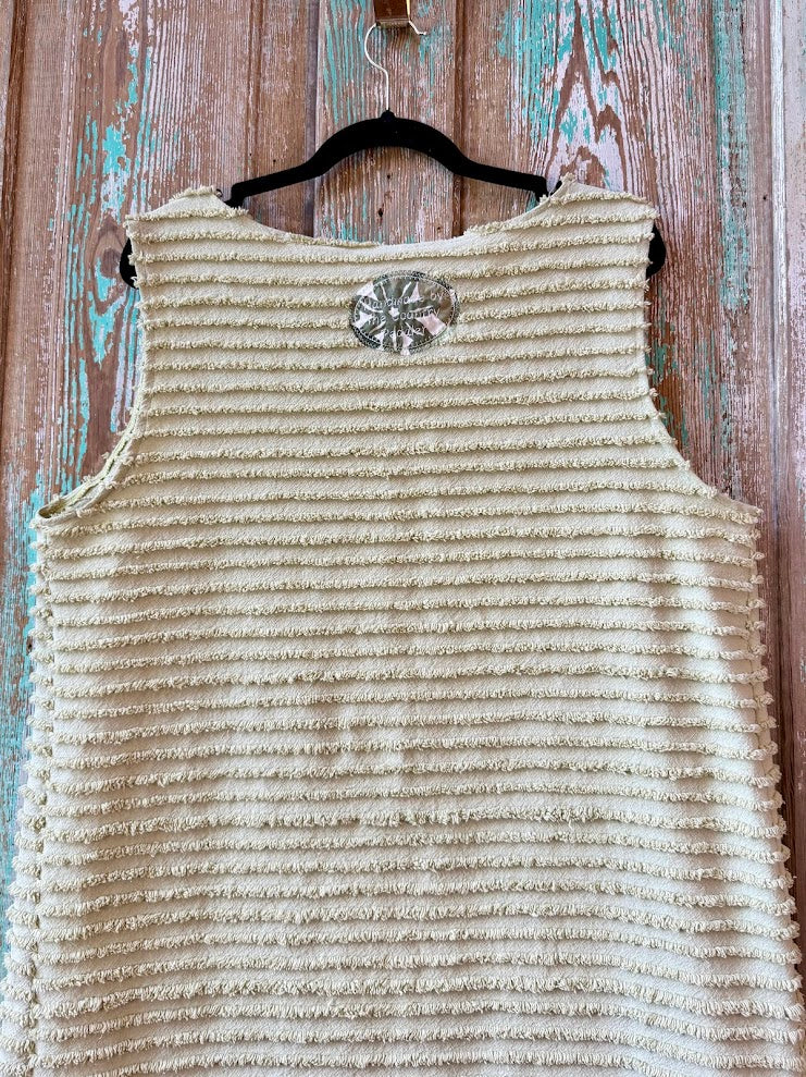 Upcycled "Fields of Green" Vintage Chenille Tank Dress: Women's Medium
