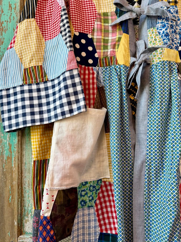 Upcycled Crazy Patch Quilt Top Duster with Tie Front and Doily Pockets: Women's Medium