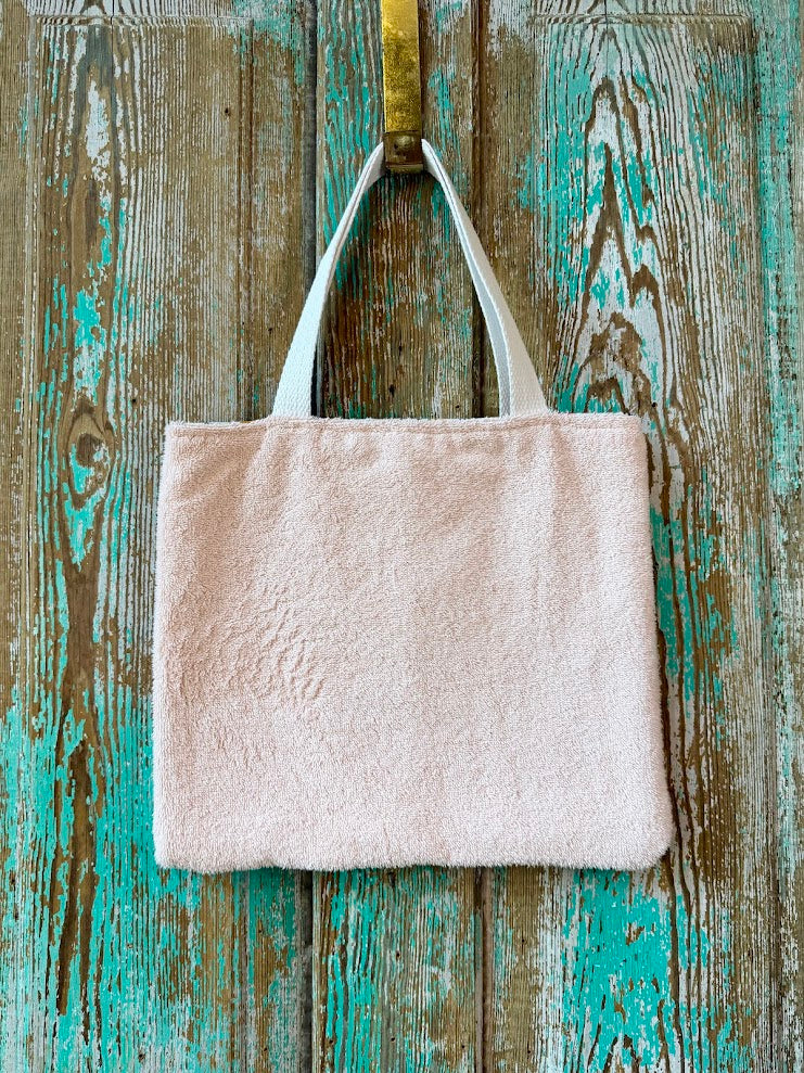 Upcycled Small Vintage Dusty Pink Towel Tote
