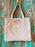 Upcycled Small Vintage Dusty Pink Towel Tote
