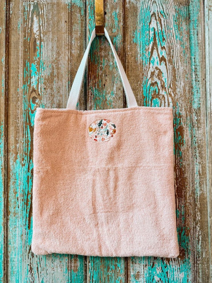 Upcycled Vintage Dusty Pink Towel Tote